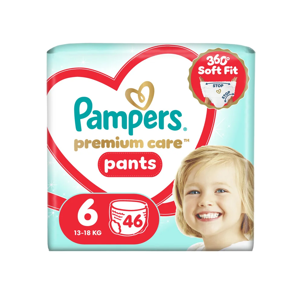Pampers Premium Care Pants 6 pieluchomajtki, rozmiar 6, 13-19 kg, 46 sztuk