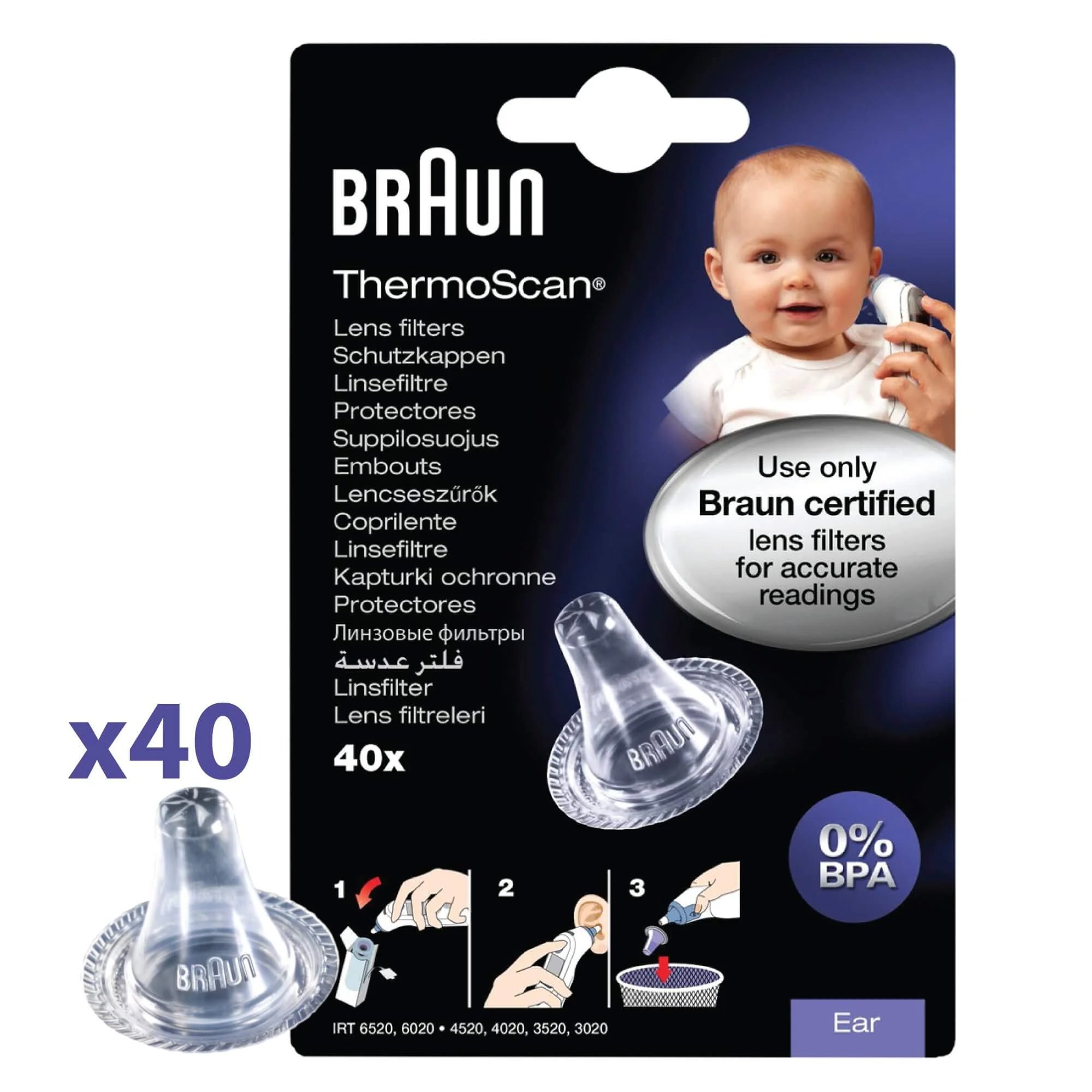 Braun LF40 kapturki jednorazowe do termometru, 40 szt.