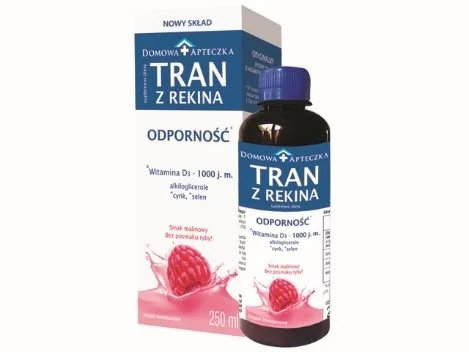 Domowa Apteczka Tran z rekina grenlandzkiego płyn o smaku malinowym, 250 ml