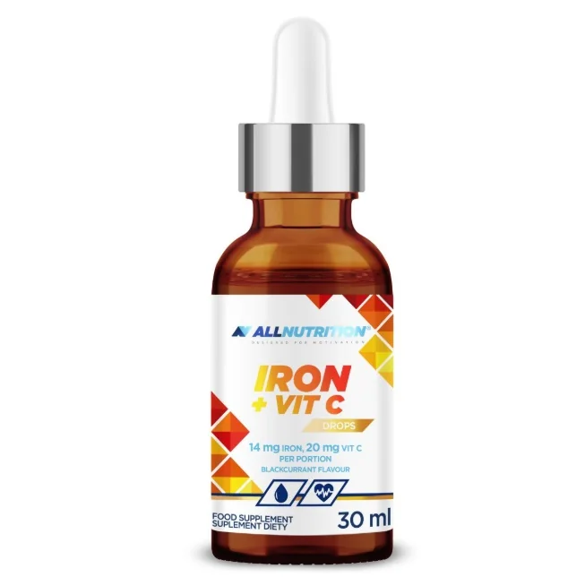 ALLNUTRITION Iron + Vit C Drops czarna porzeczka, 30 ml