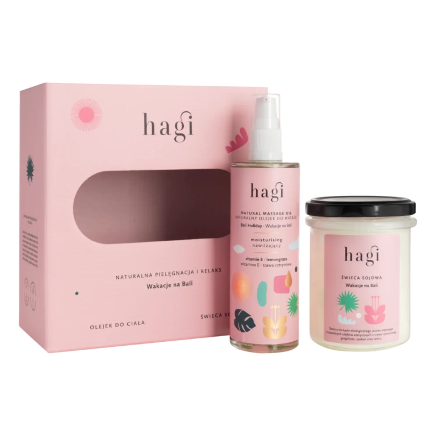 Hagi Wakacje na Bali zestaw olejek i świeca, 100 ml + 215 ml