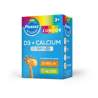 Plusssz Junior D3 + Calcium Complex, suplement diety, smak owoców leśnych, 30 tabletek do ssania