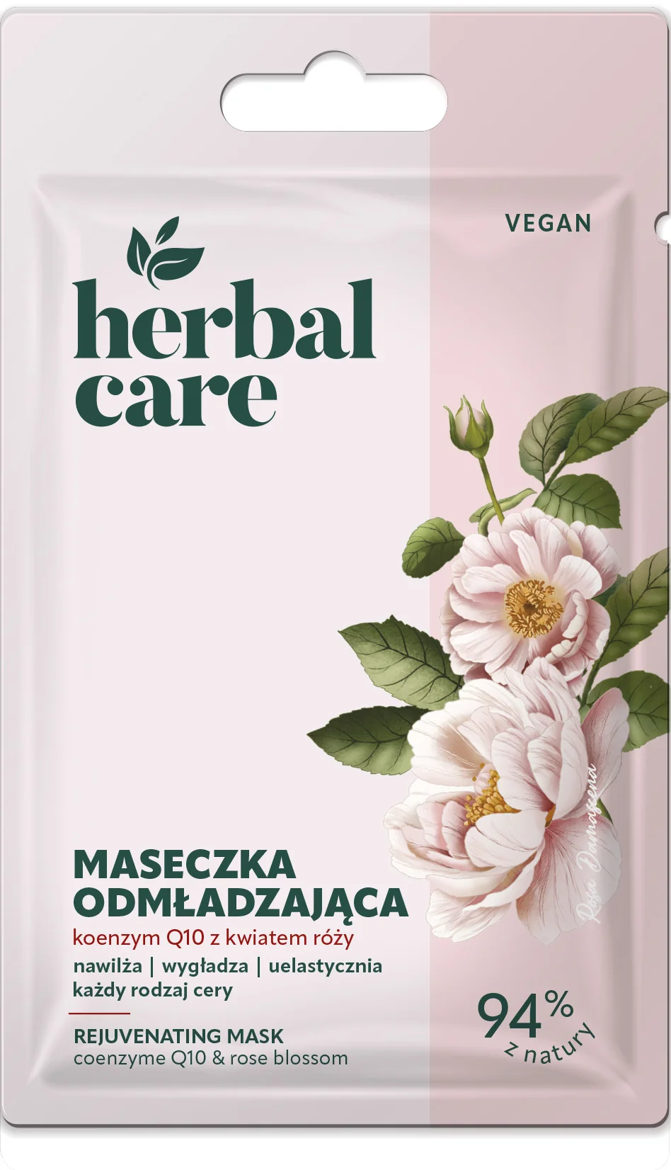 Herbal Care Maseczka odmładzająca koenzym Q10 z kwiatem róży, 7 g