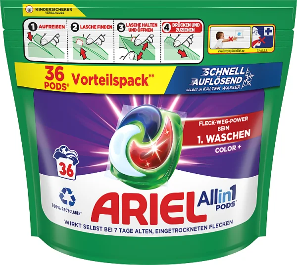 Ariel Color + kapsułki do prania, 36 sztuk