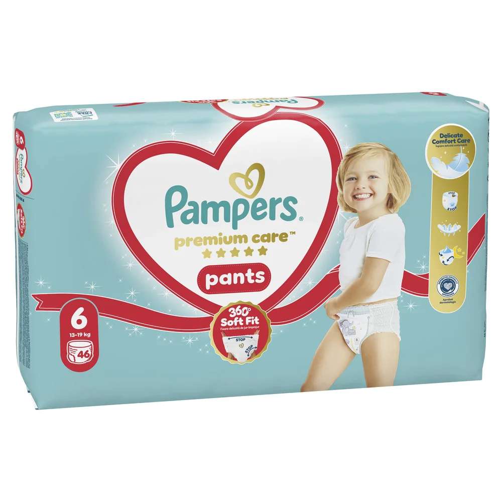 Pampers Premium Care Pants 6 pieluchomajtki, rozmiar 6, 13-19 kg, 46 sztuk