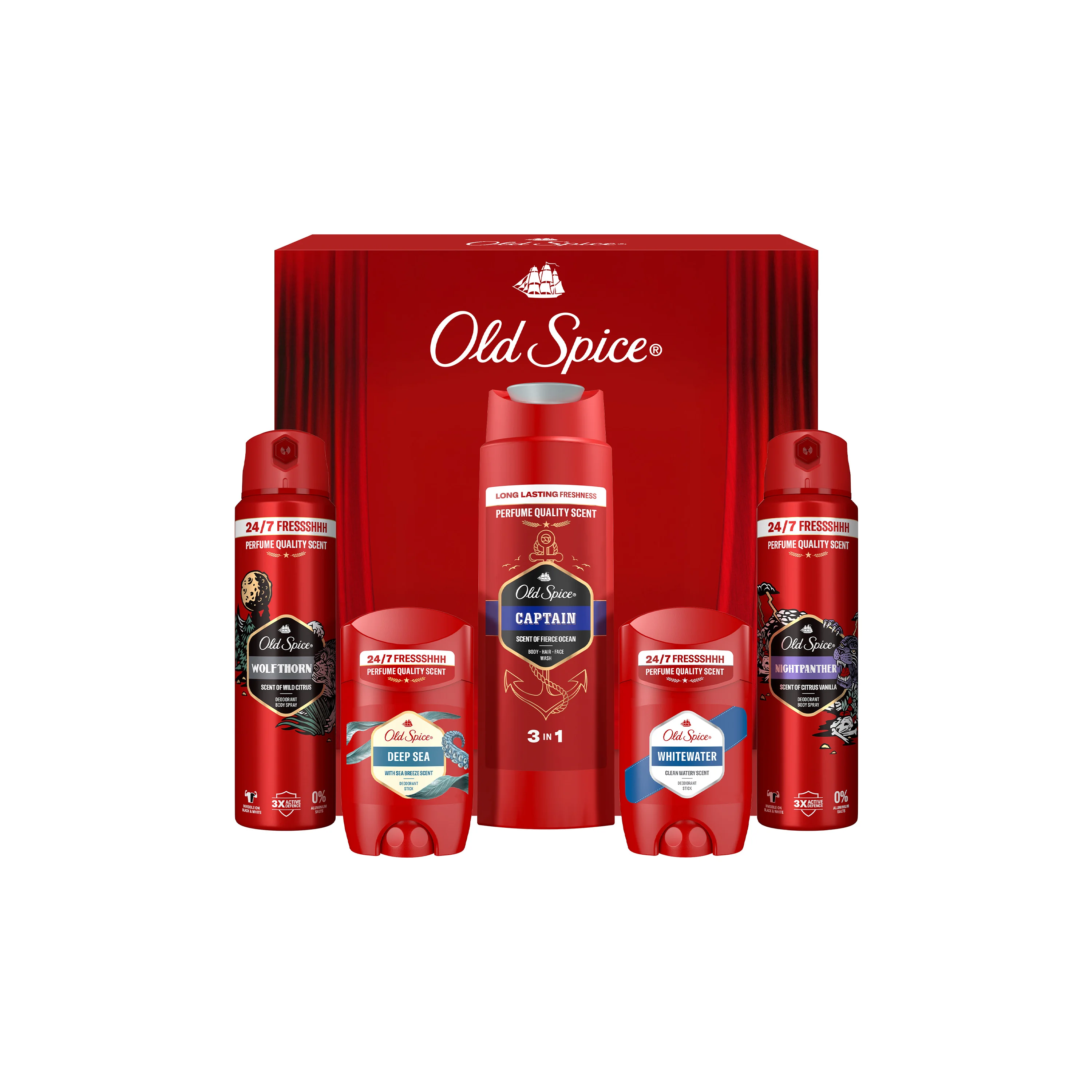 Old Spice Discovery Box Xmass Zestaw dezodorant w sztyfcie, 2 x 50 ml + dezodorant w sprayu, 2 x 150 ml + żel pod prysznic 250 ml