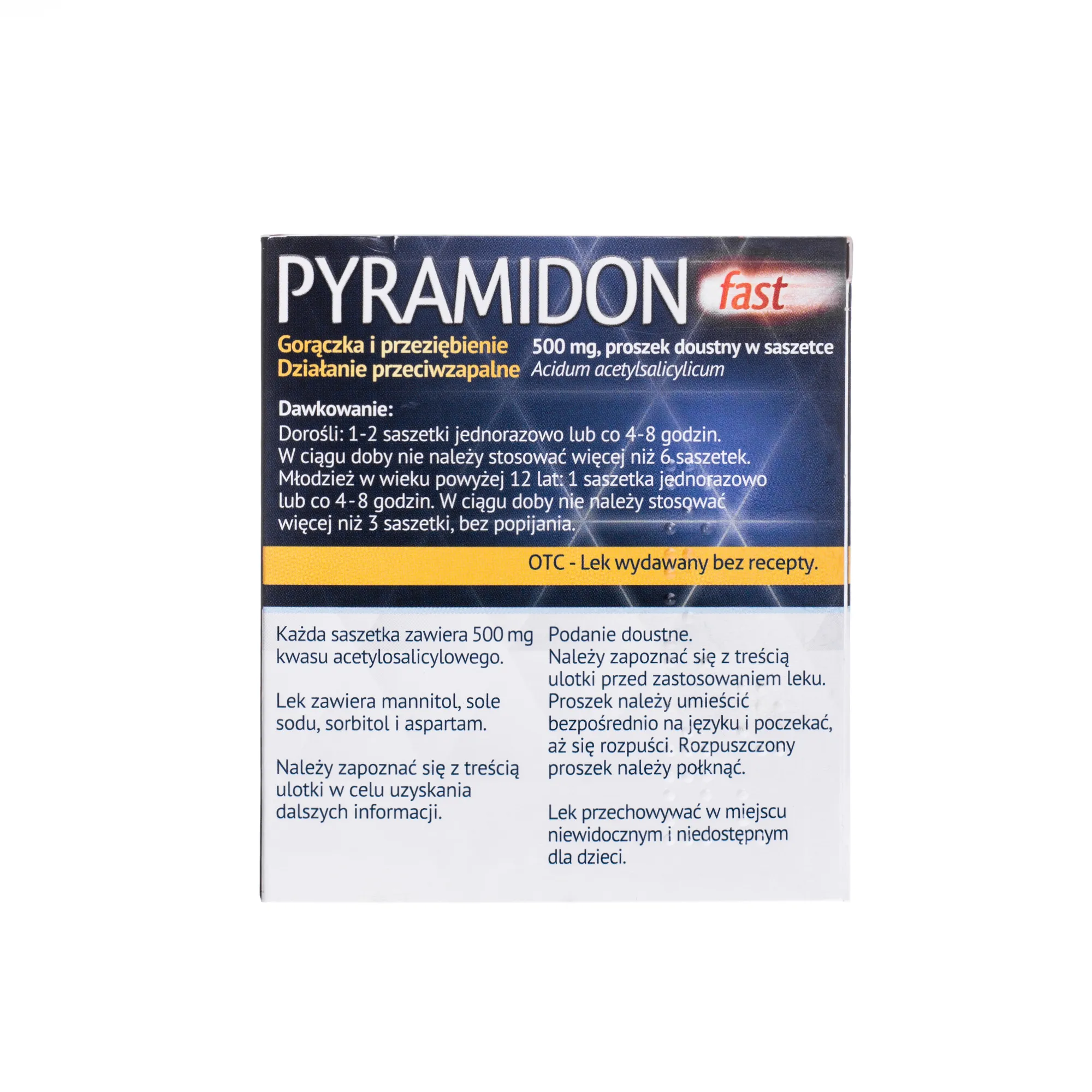Pyramidon Fast, 0.5 g, lek przeciwgorączkowy, 10 saszetek 