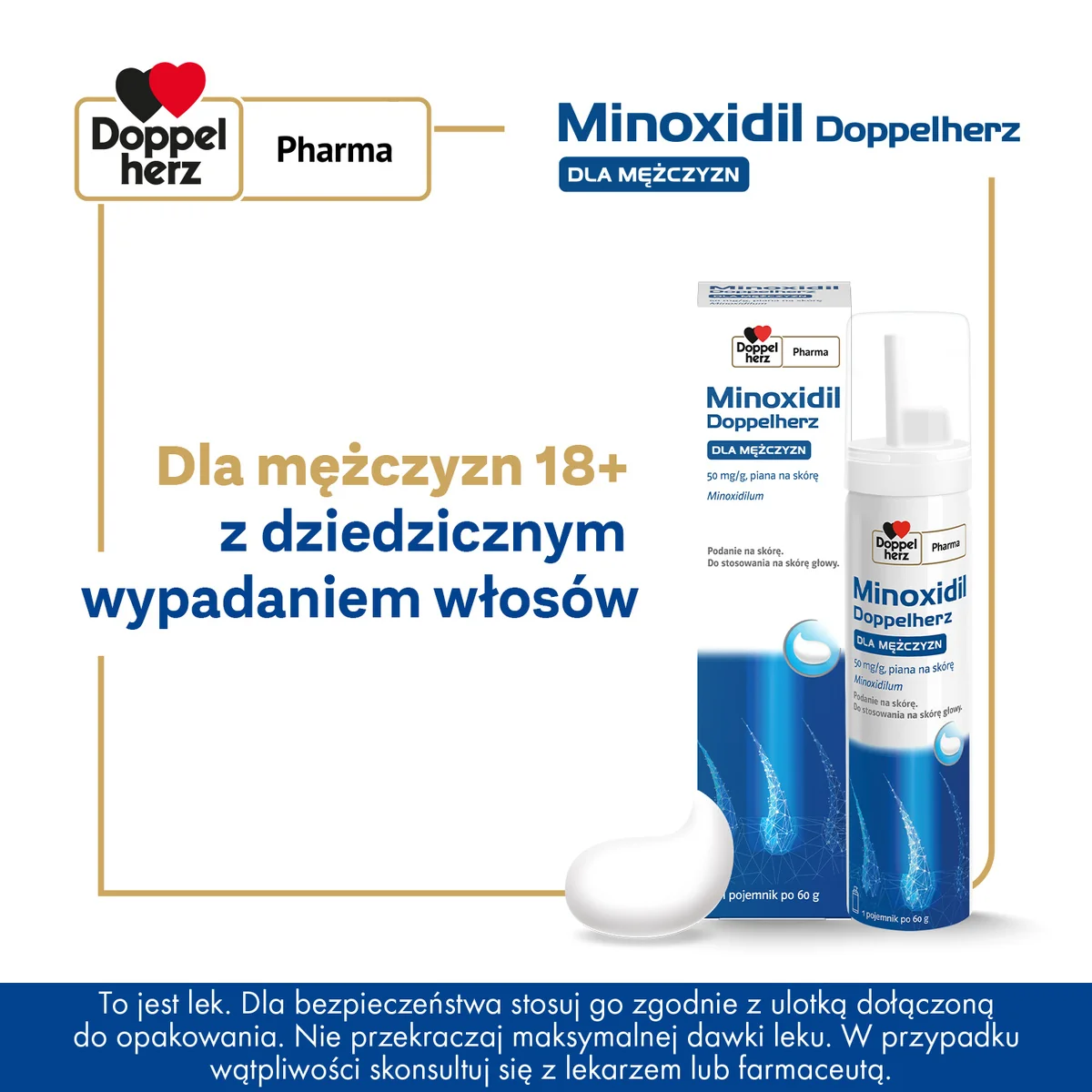 Minoxidil Doppelherz Dla mężczyzn 50 mg/g piana na skórę, 60 g