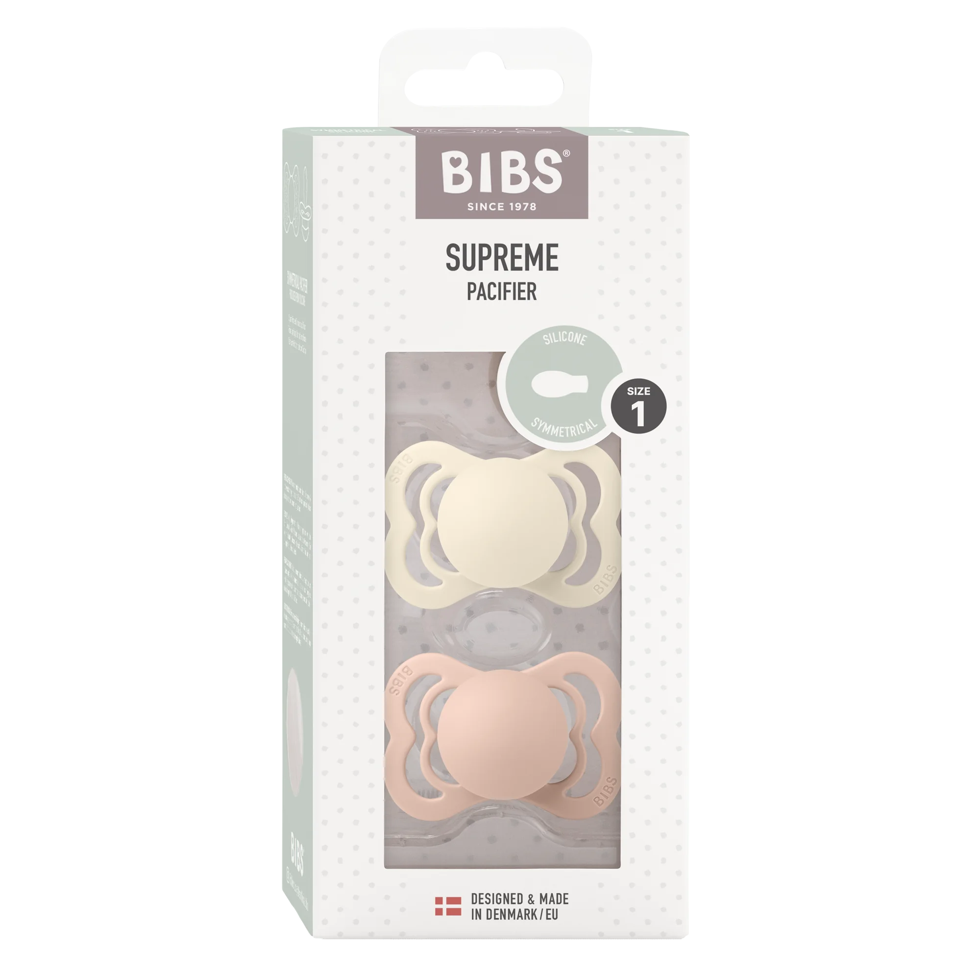 BIBS Pacifier Supreme Ivory & Blush smoczek silikonowy, 2 szt.