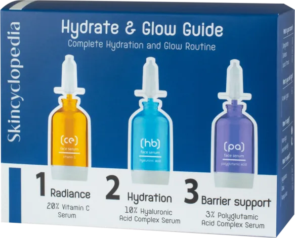 Skincyclopedia Hydrate & Glow Guide Set profesjonalny zestaw nawilżający i dodający blasku, 3 x 15 ml