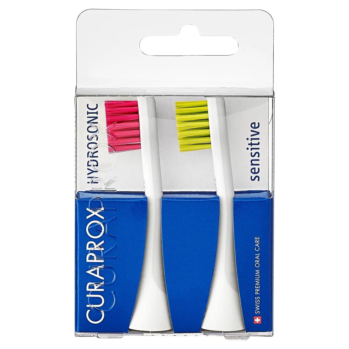 Curaprox Hydrosonic Sensitive Duo końcówki szczoteczki sonicznej magenta i zielona, 2 sztuki