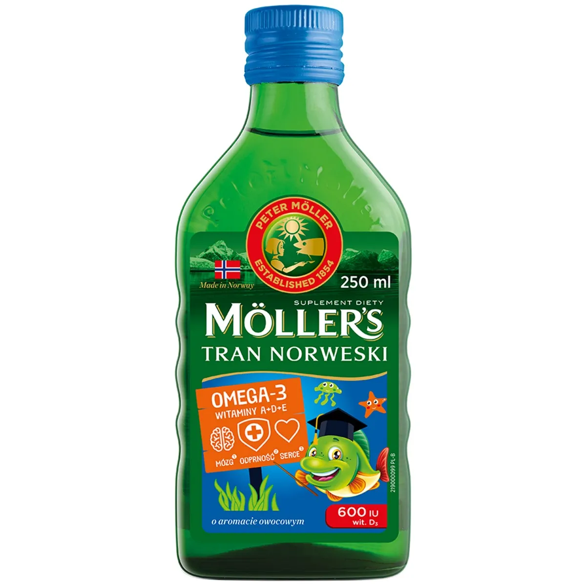 Moller's Tran Norweski, suplement diety, smak owocowy, 250 ml