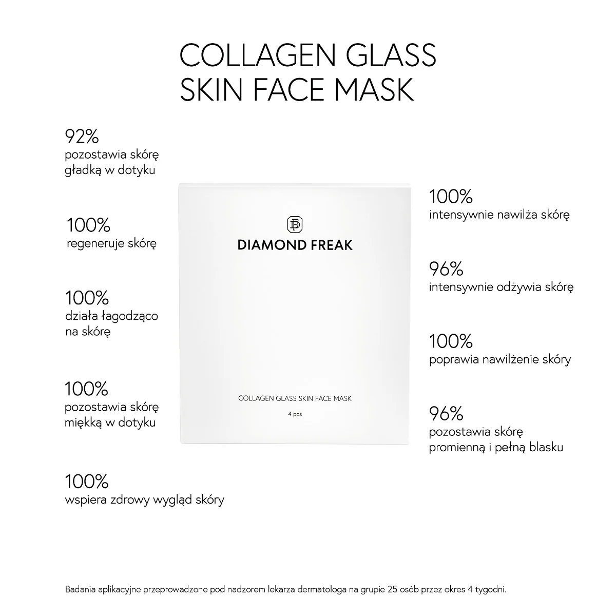 Diamond Freak Collagen Glass Skin Face Mask maska w płachcie do twarzy, 4 x 35 g