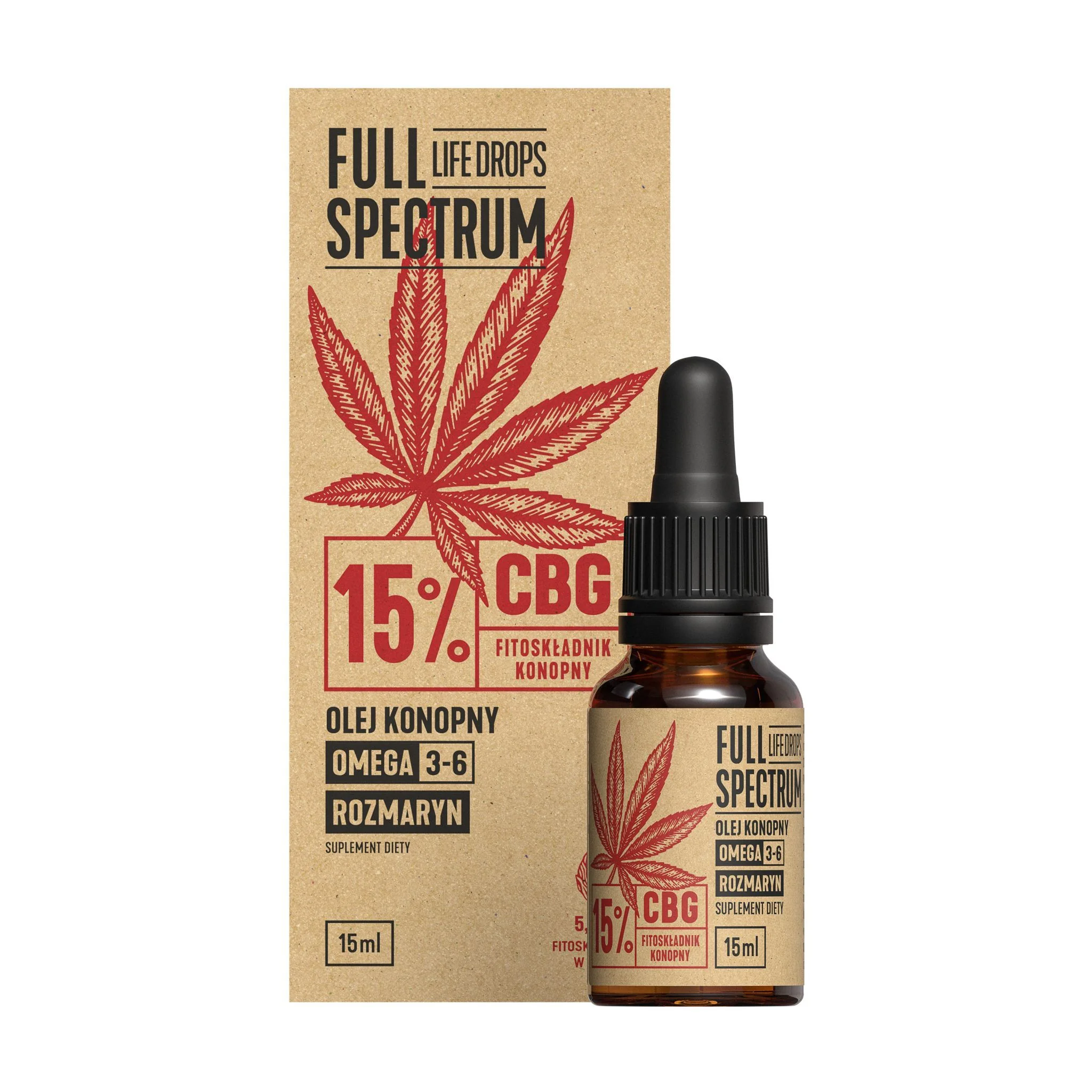 Full Spectrum Life Drops Olej konopny 15% CBG 15 ml