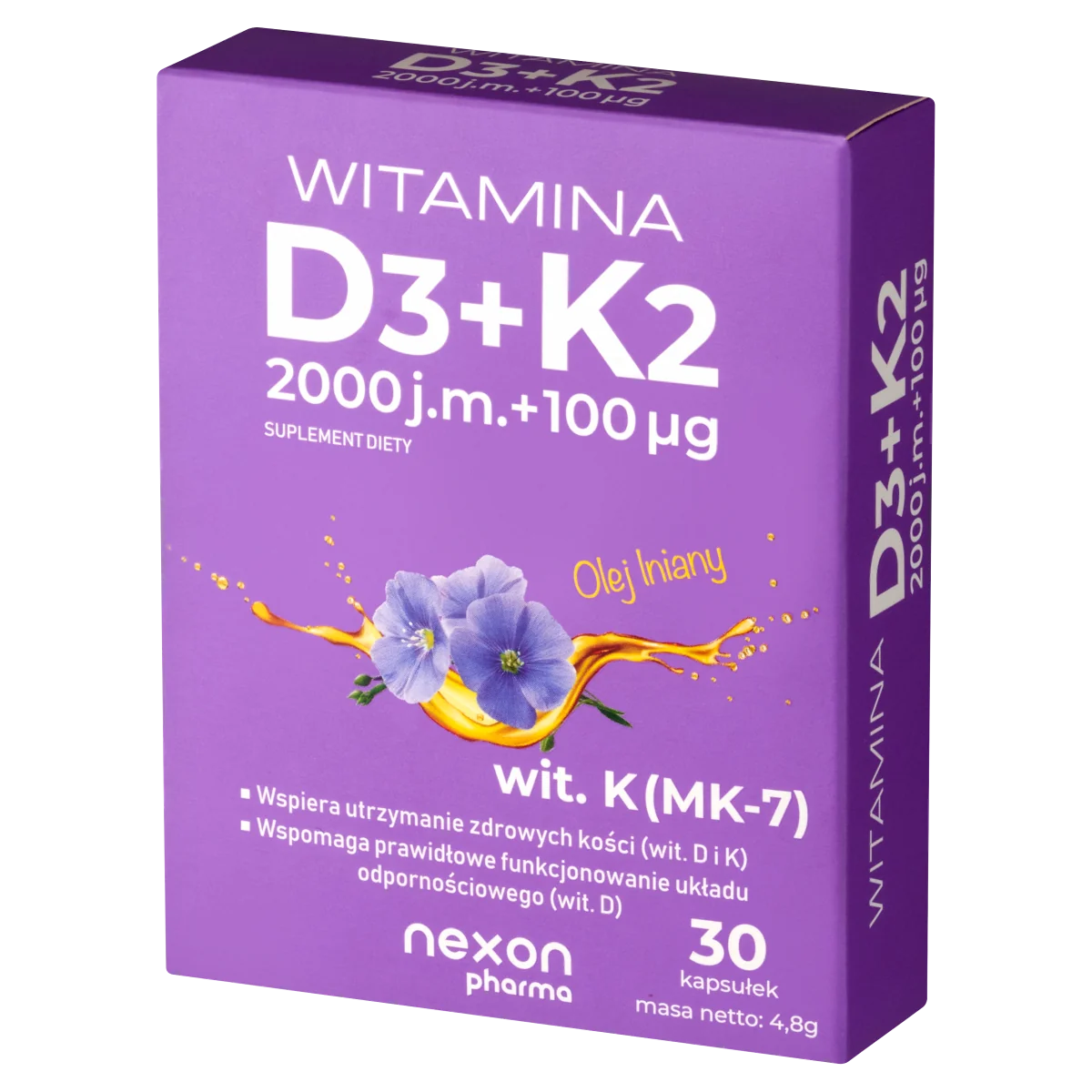 Witamina D3+K2 2000 j.m. + 100 mcg 30 kapsułek