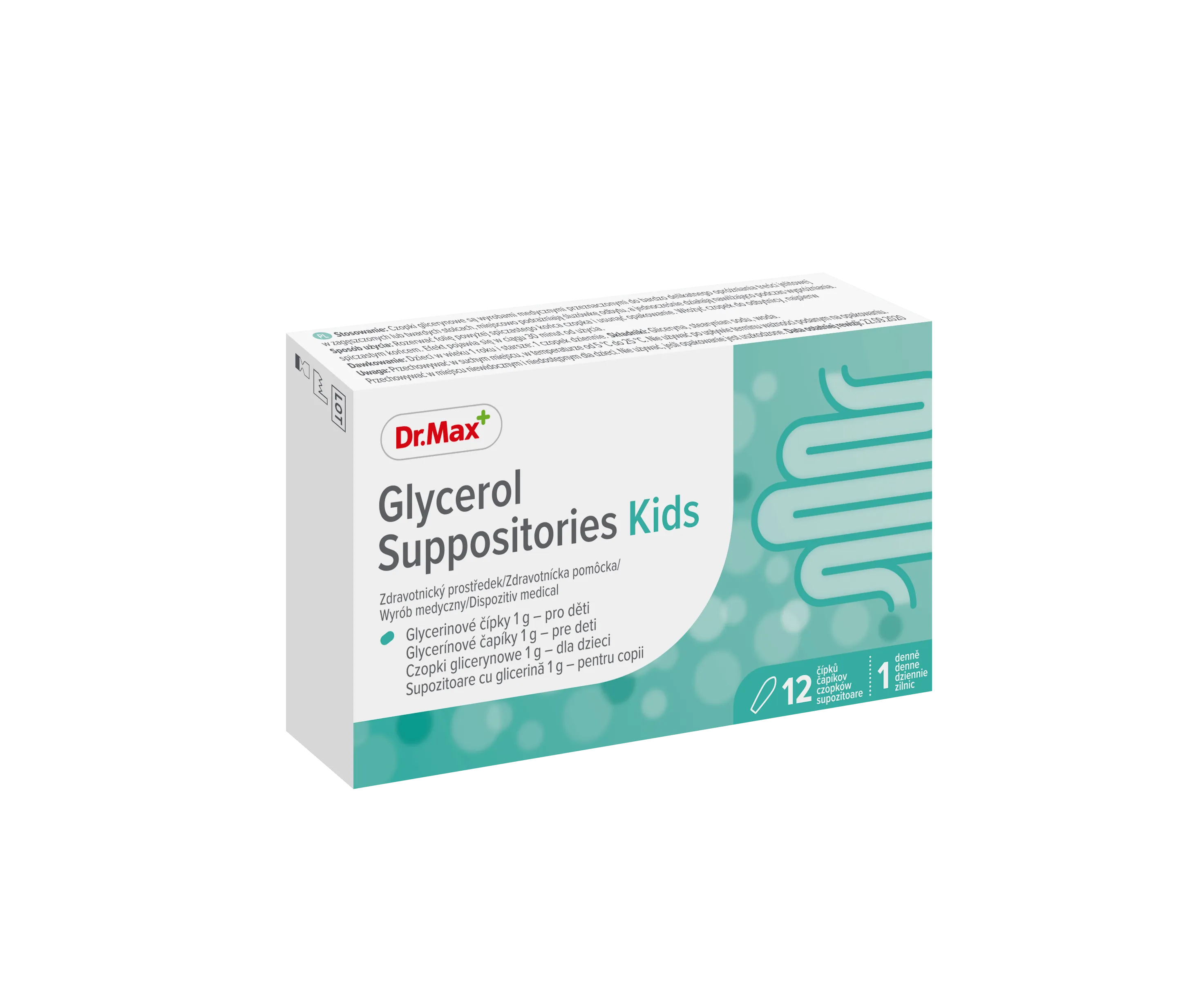 Glycerol Suppositories Kids Dr.Max, czopki glicerynowe 1 g, 12 czopków