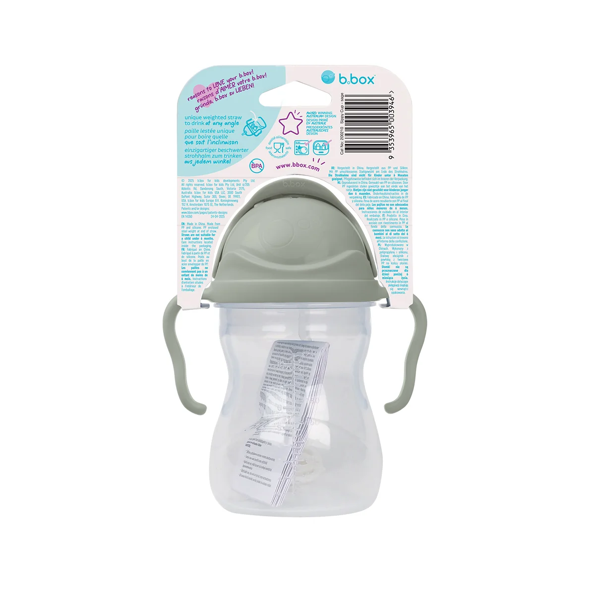 B.box bidon ze słomką szałwiowy, 240 ml