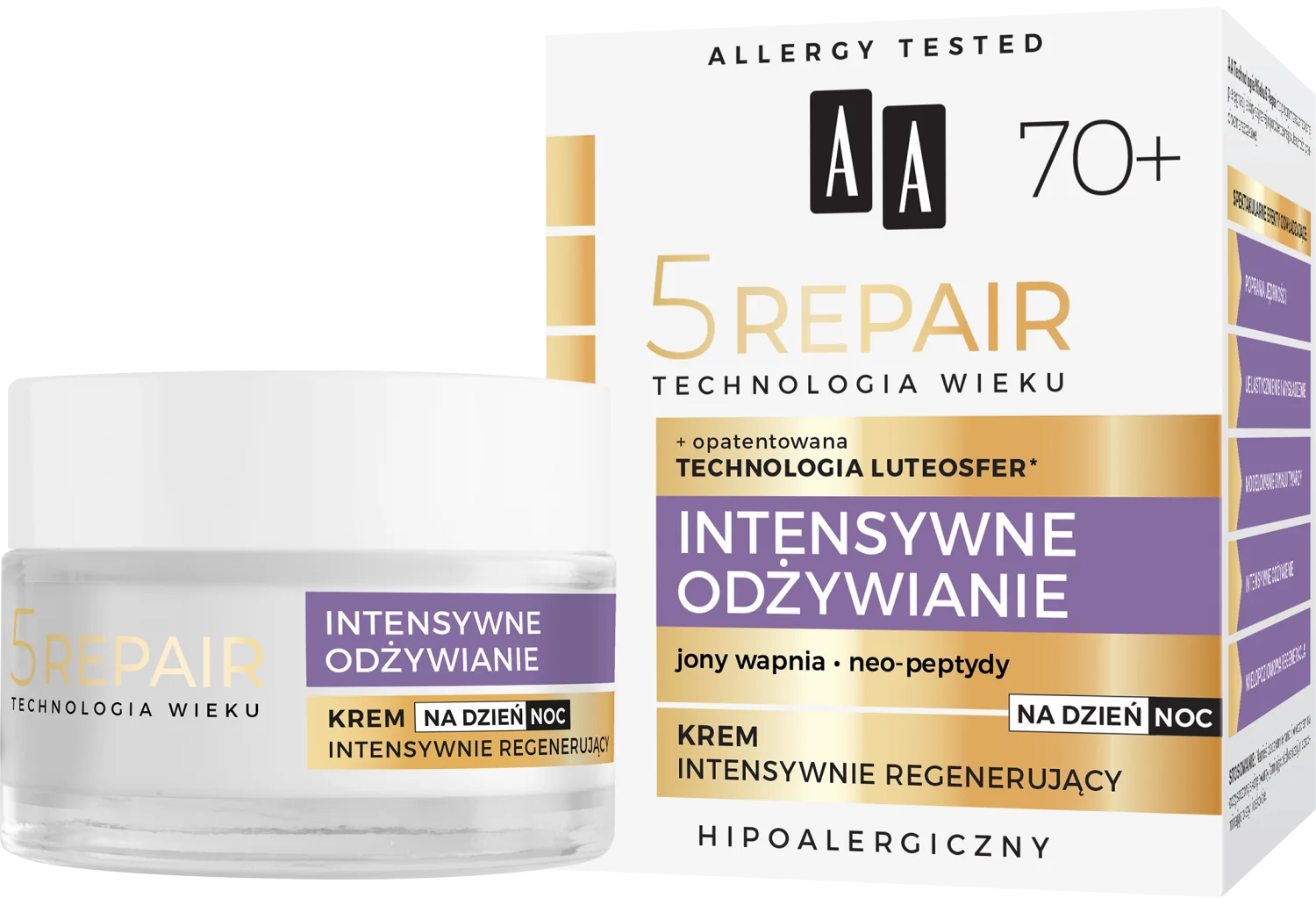 AA 5Repair Intensywne Odżywianie intensywnie regenerujący krem na dzień i na noc 70+, 50 ml