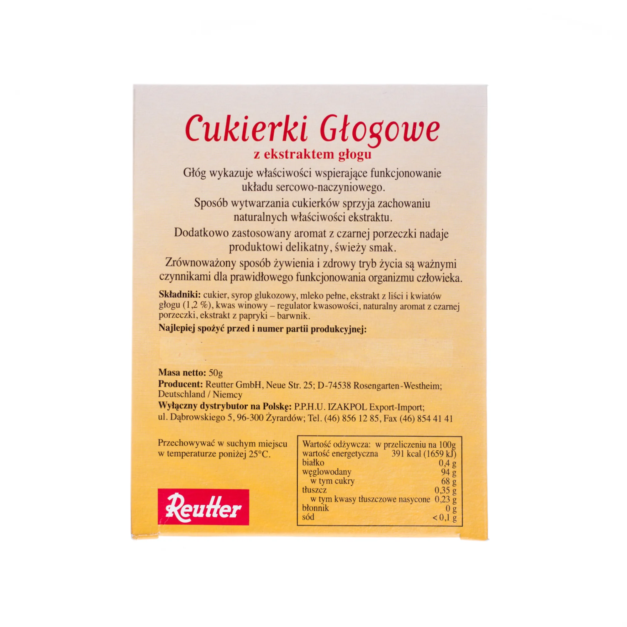 Reutter cukierki głogowe, 50 g