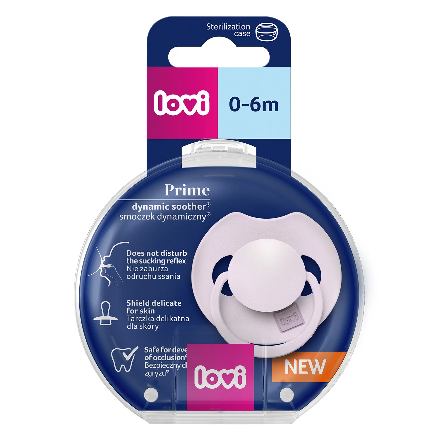 Lovi Prime smoczek silikonowy dynamiczny Lilac, 0-6 m, 1 szt.