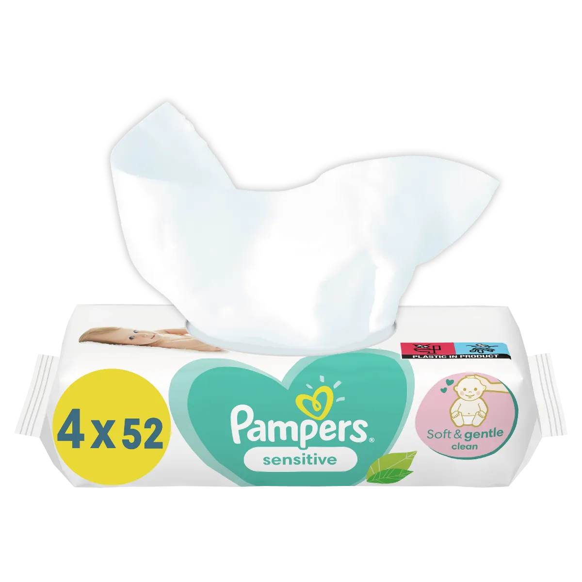 Pampers Sensitive, chusteczki nawilżane, 4x52 sztuki 