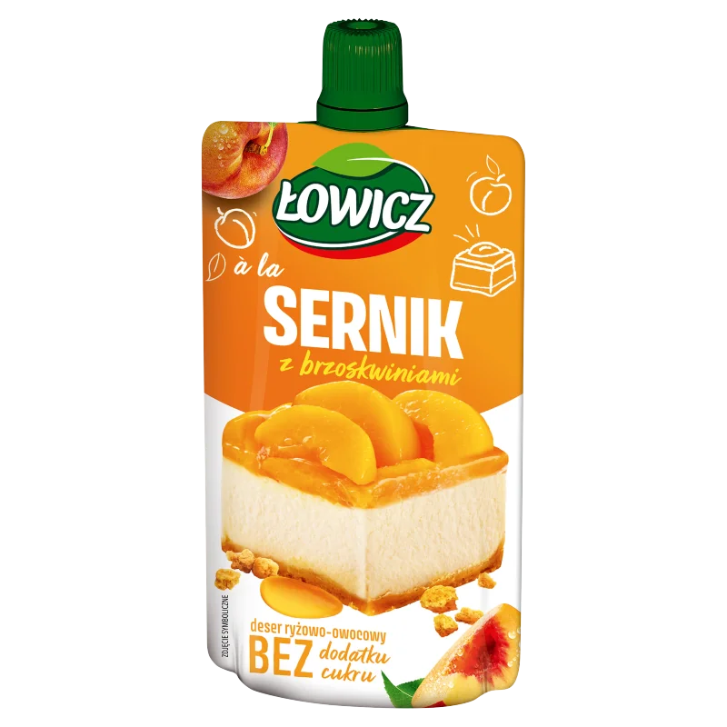 Łowicz deser ryżowo-owocowy a'la sernik z brzoskwiniami, 100 g