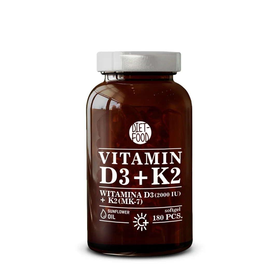 DIET-FOOD Witamina D3+K2 180 kapsułek miękkich