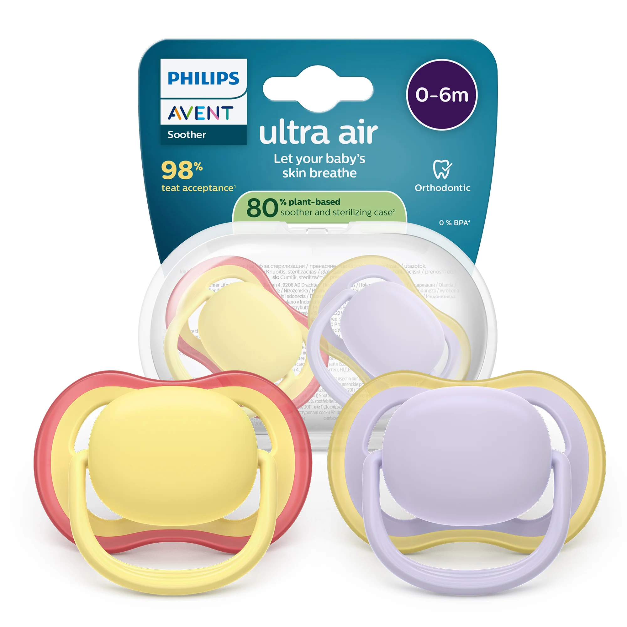 Philips Avent Ultra Air ortodontyczny smoczek uspokajający 0-6 m, 2 sztuki