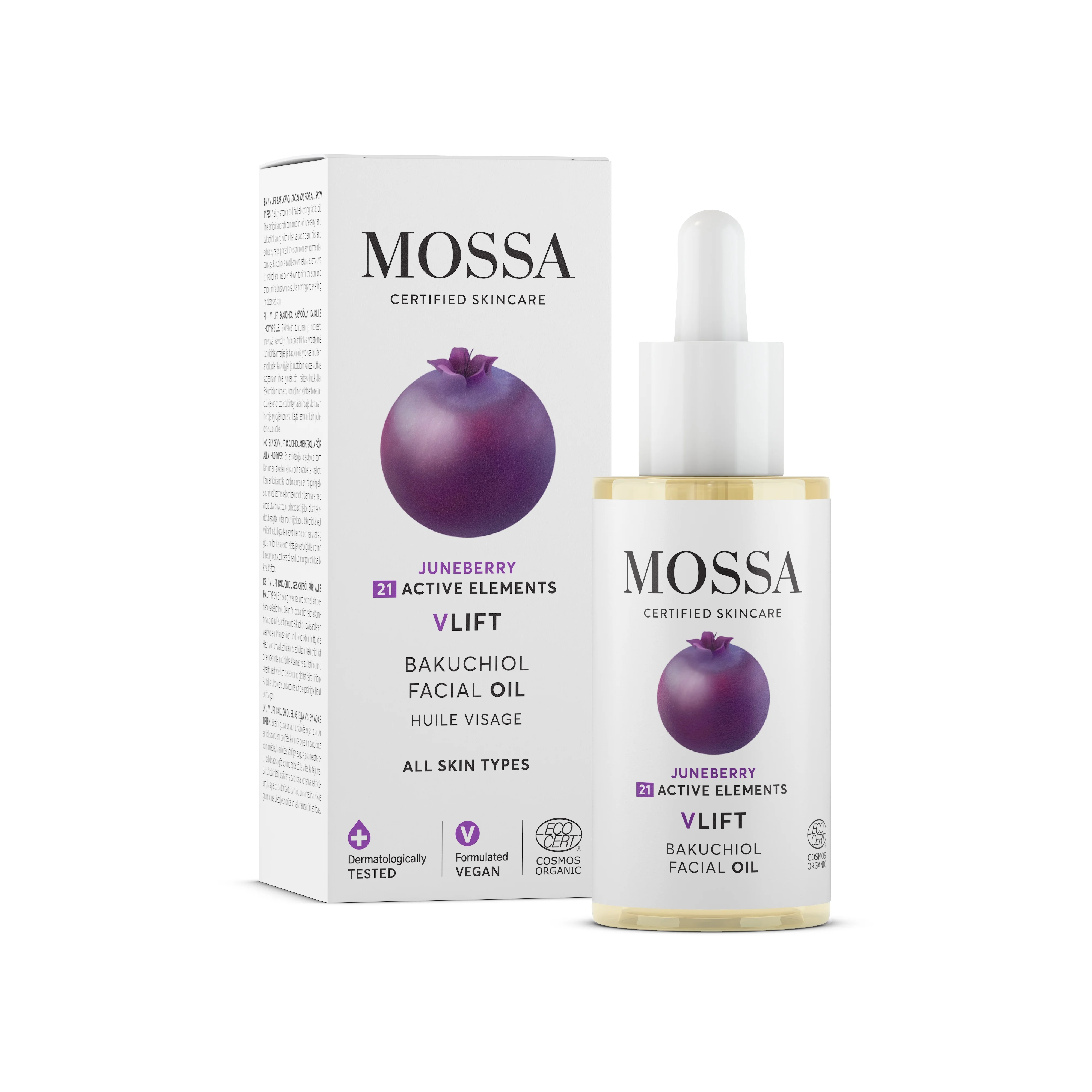 Mossa VLift olejek do twarzy z bakuchiolem i owocem czeremchy, 30 ml