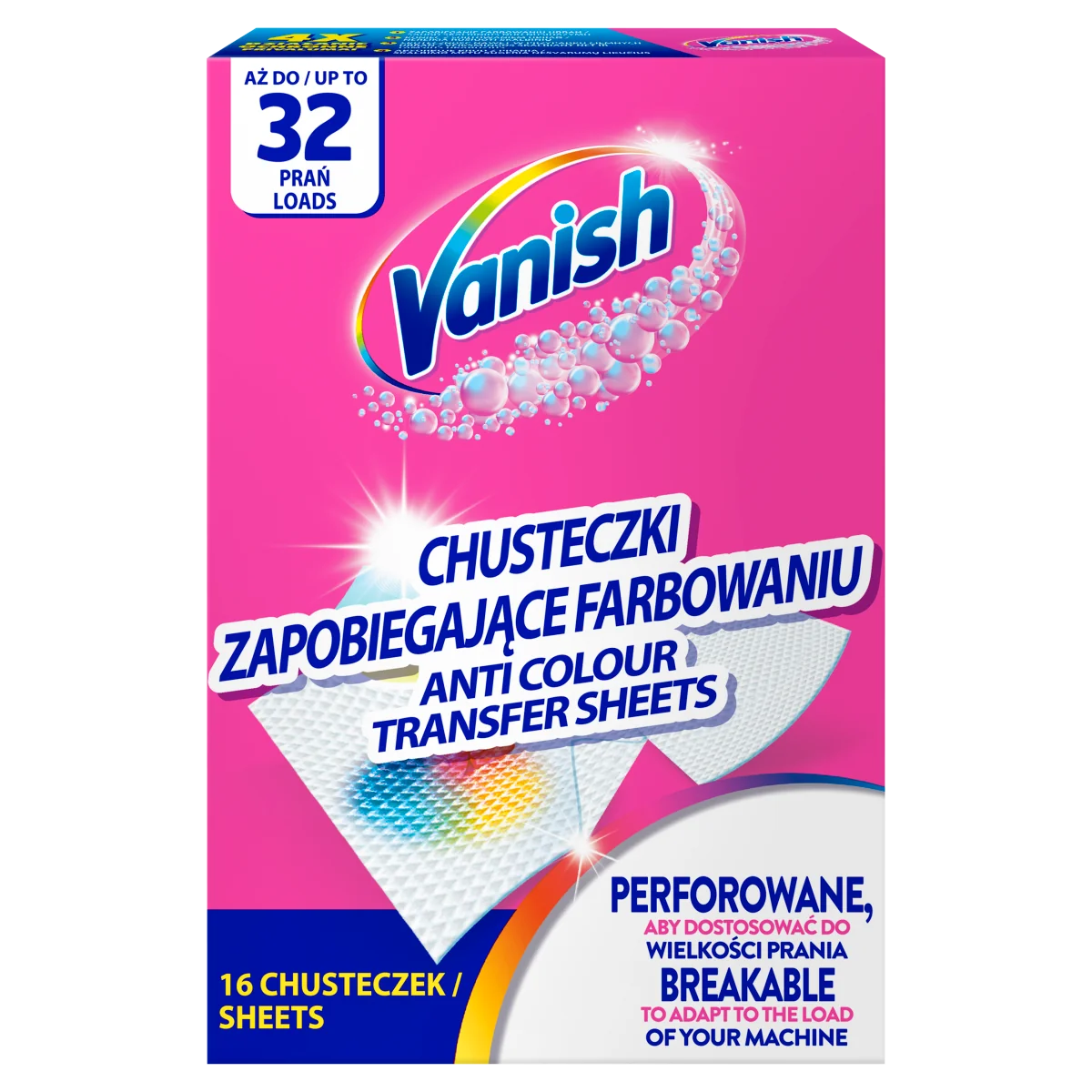 Vanish chusteczki zapobiegające farbowaniu, 16 sztuk