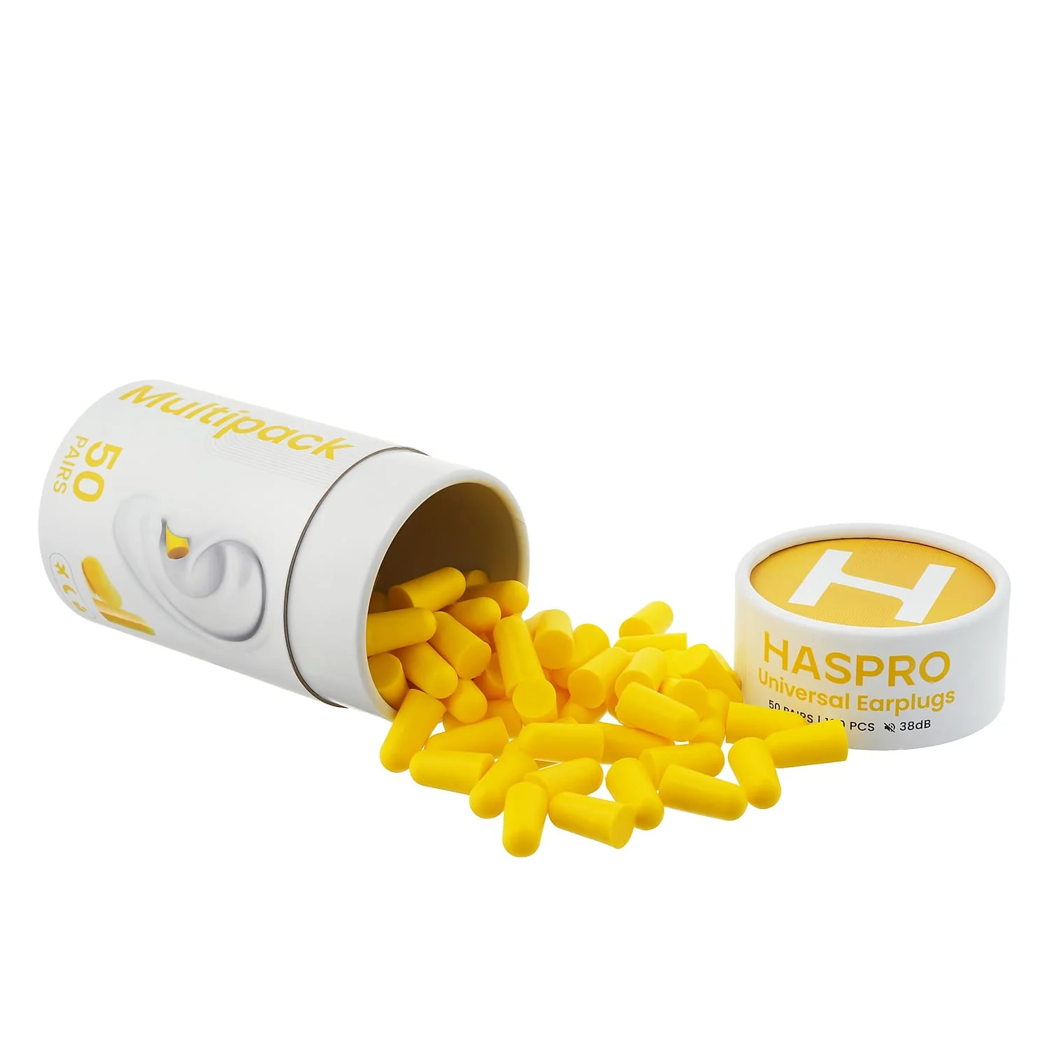 Haspro Tube50 stopery do uszu, kolor żółty, 50 par