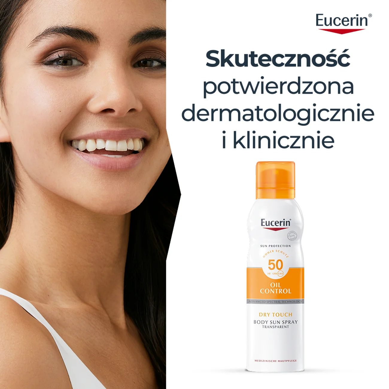 Eucerin Oil Control SPF 50 transparentny spray ochronny do ciała, 200 ml