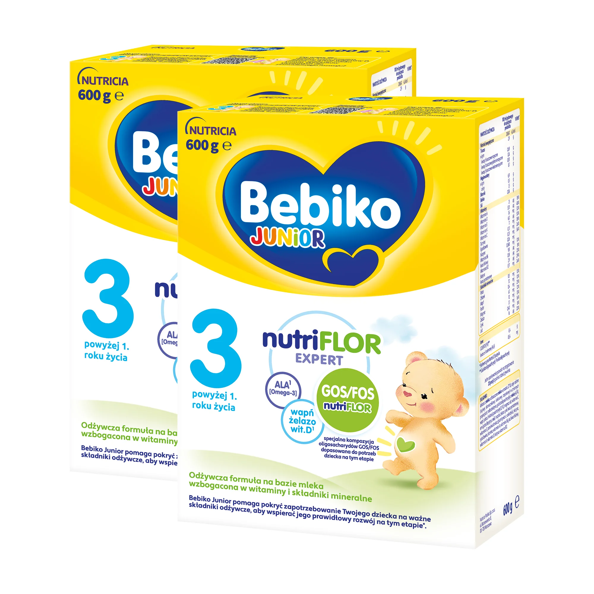 Bebiko Junior 3 Odżywcza formuła na bazie mleka dla dzieci powyżej 1. roku życia, 2 x  600 g