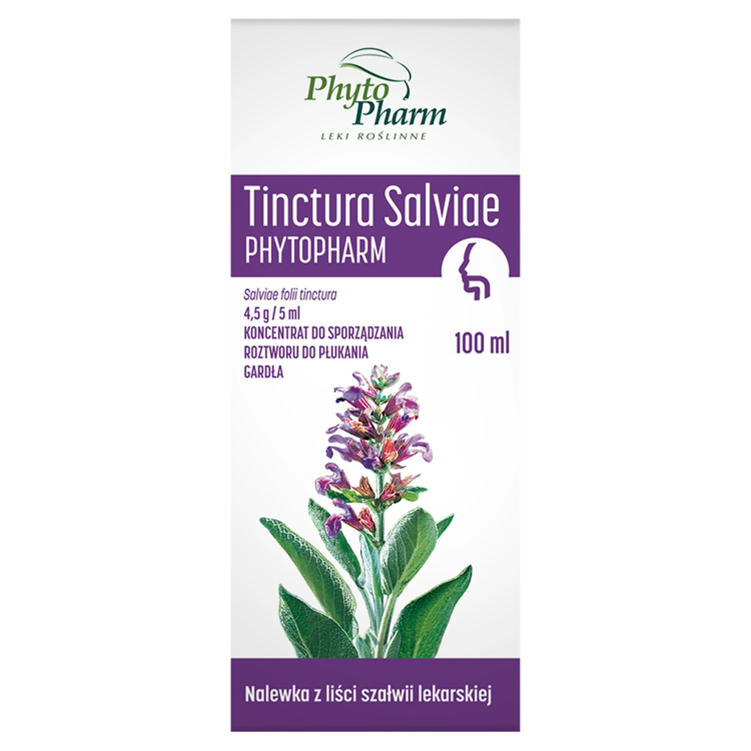 Tinctura Salviae Phytopharm 4,5 g/5 ml koncentrat do sporządzania roztworu do płukania gardła,100 ml