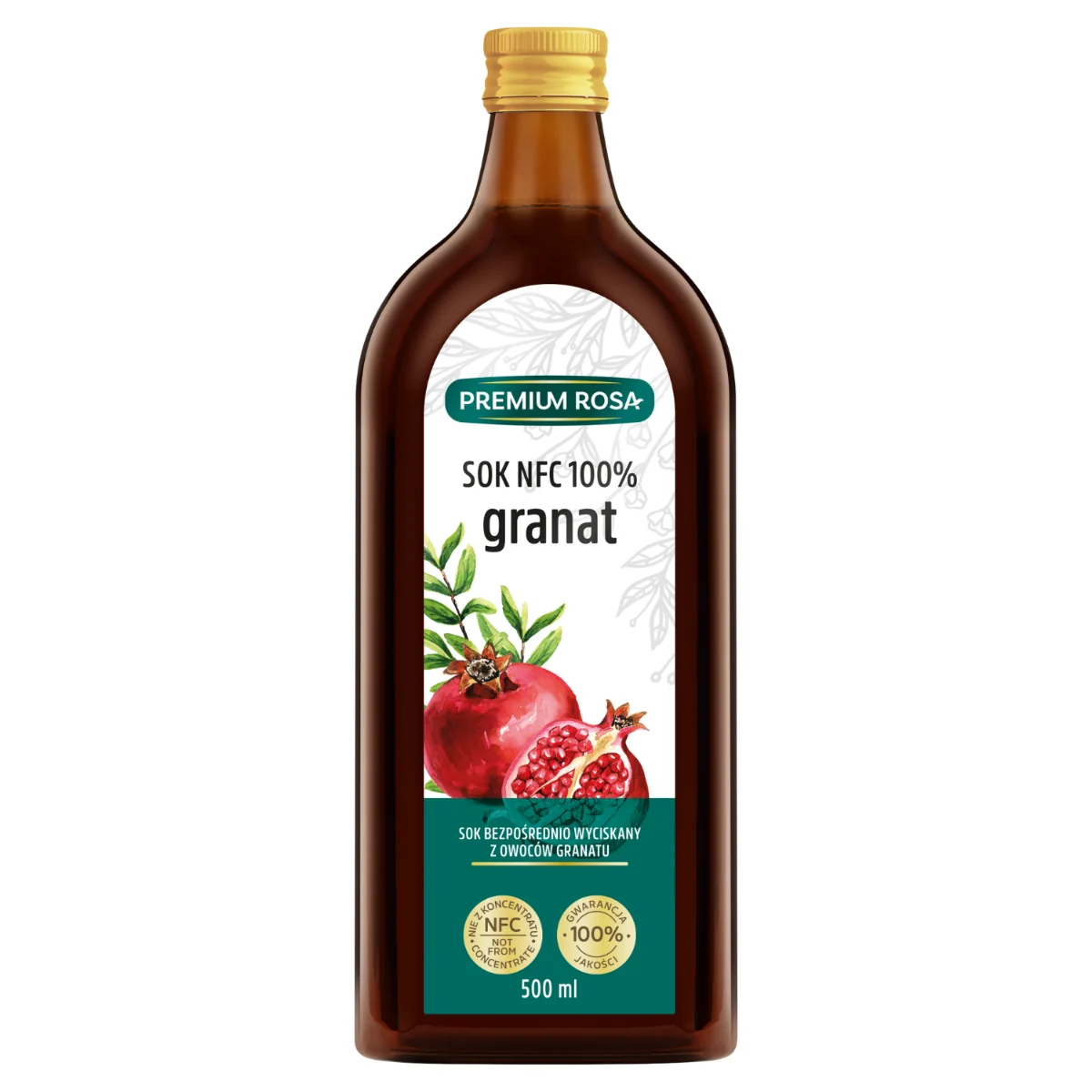 Premium Rosa sok NFC 100% Granat, 500 ml