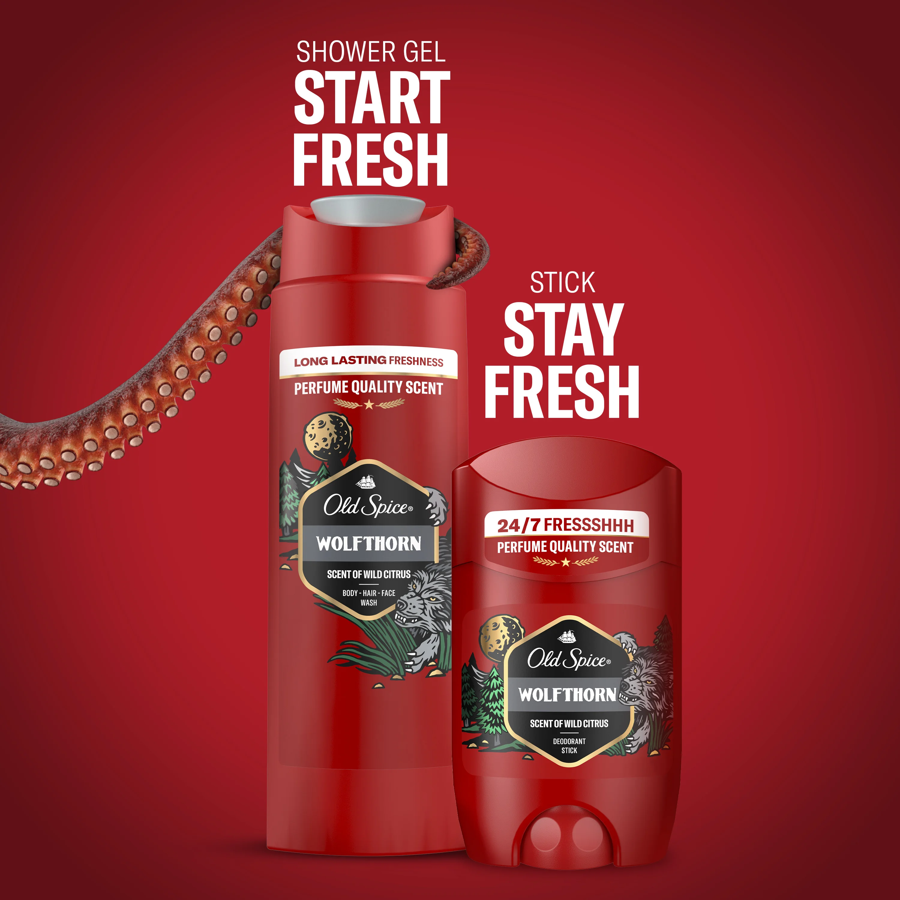 Old Spice Wolfthorn Gamer Xmass Zestaw dezodorant w sztyfcie, 50 ml + żel pod prysznic, 250 ml
