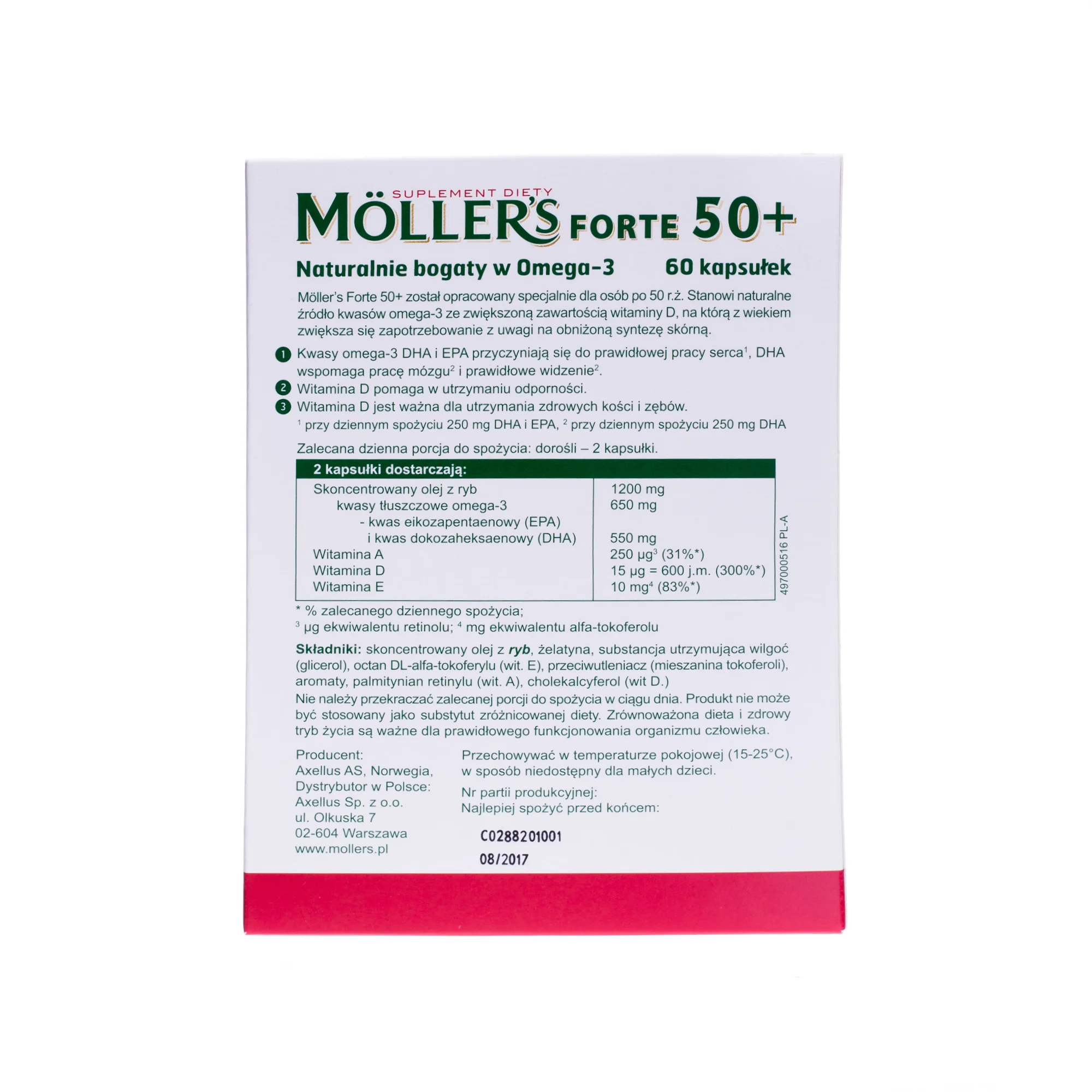 Moller's Forte 50+, Omega-3, 60 kapsułek 