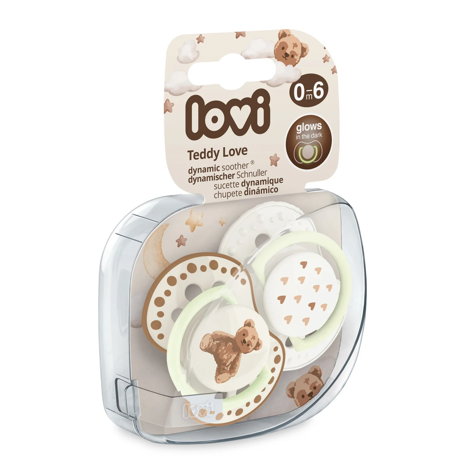 Lovi smoczek silikonowy dynamiczny Teddy Love 0-6 m 22/935, 2 sztuki