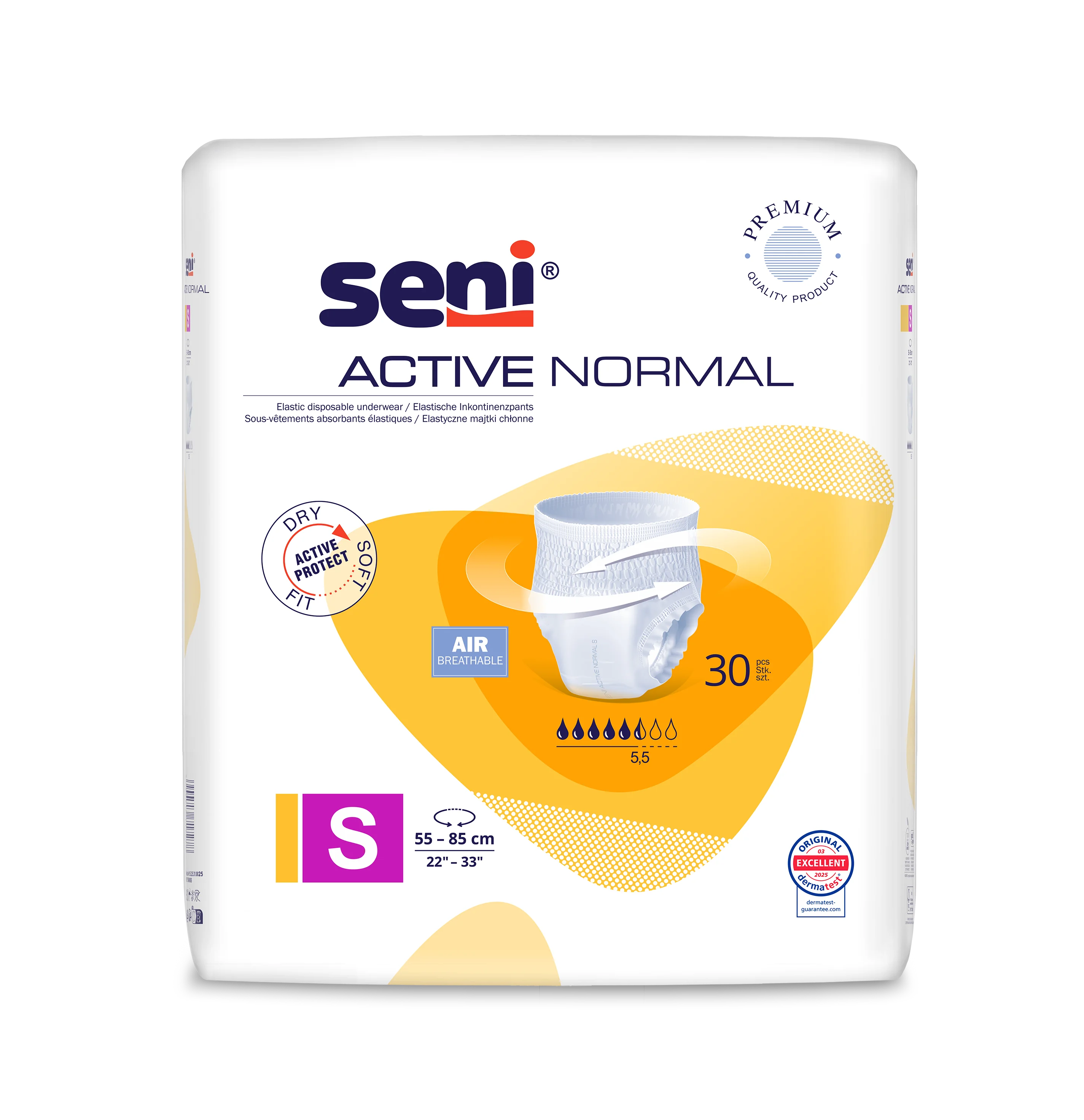 Seni Active Normal elastyczne majtki chłonne, rozmiar S, 55-85 cm, 30 szt.