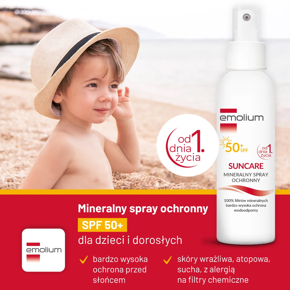 Emolium Suncare mineralny spray ochronny SPF 50+, 100 ml