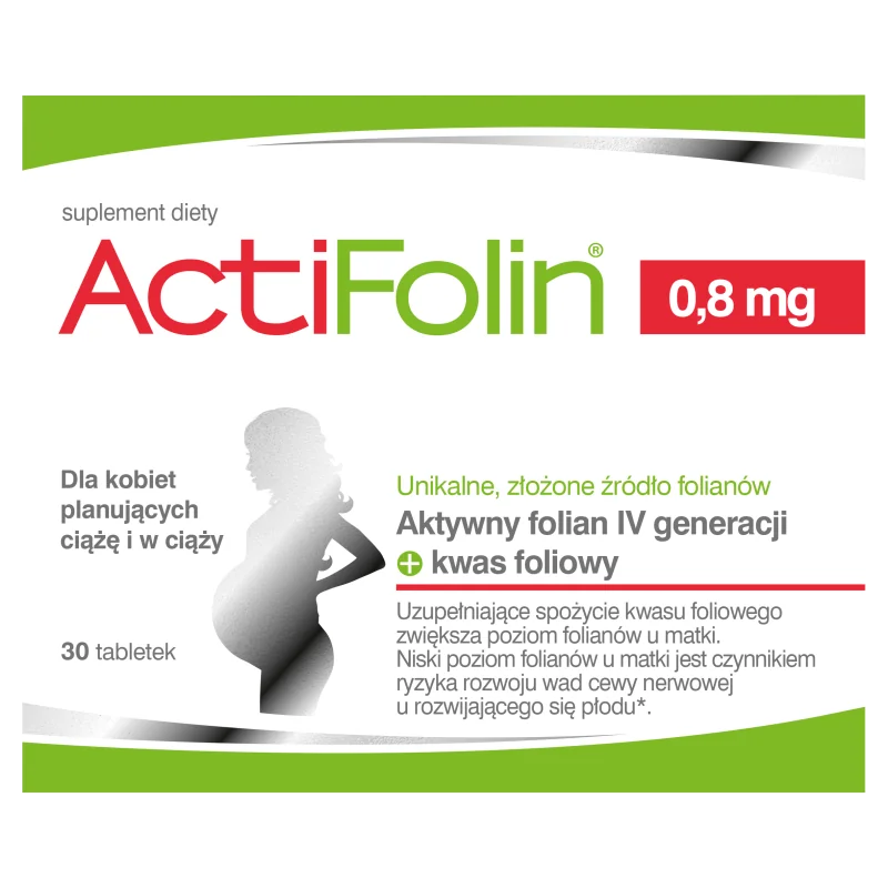 Actifolin 0,8 mg suplement diety, 30 tabletek powlekanych
