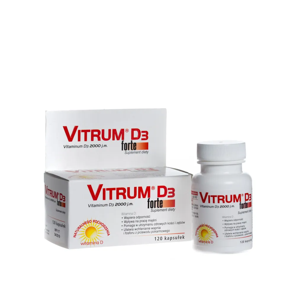 Vitrum D3 forte suplement diety, Vitaminum D3 2000 j.m., 120 kapsułek