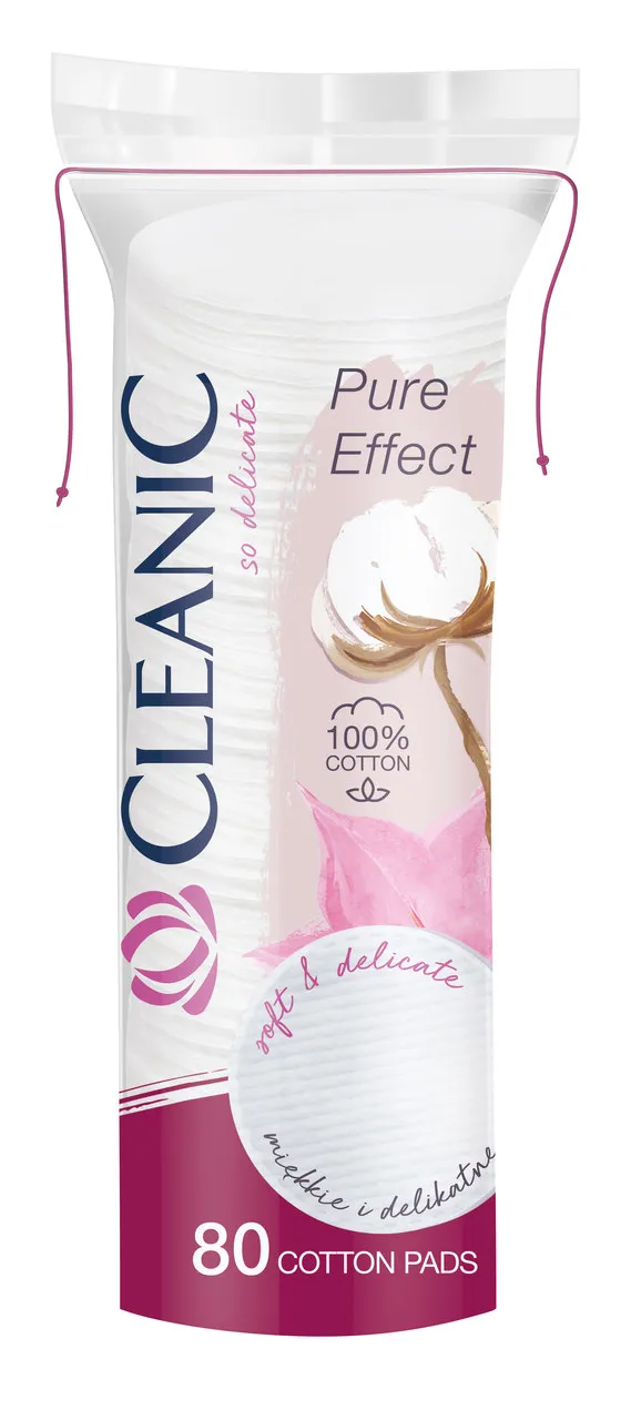 Cleanic Pure Effect Soft Touch, płatki do demakijażu, okrągłe, 80 sztuk