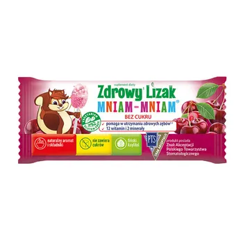 Zdrowy Lizak Mniam-mniam 12 witamin i 2 minerały, suplement diety, smak wiśniowy, 1 sztuka 