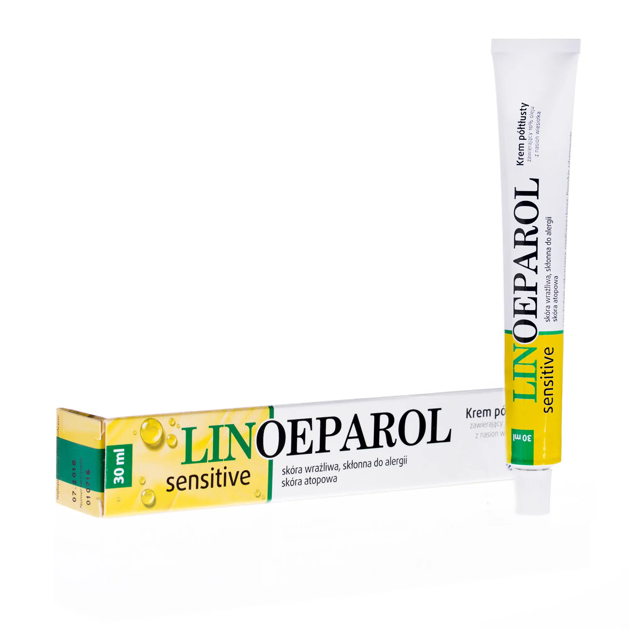 Linoeparol Sensitive, krem półtłusty do skóry wrażliwej, skłonnej do alergii, 30 ml 