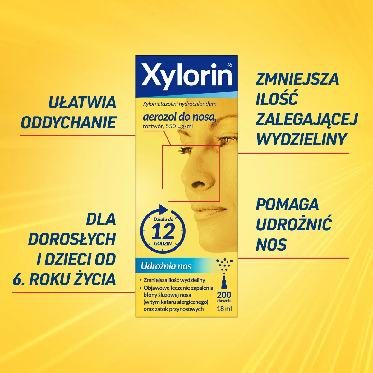 Xylorin 550 μg/ml, aerozol do nosa, 18 ml