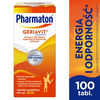 Pharmaton Geriavit, suplement diety, 100 tabletek powlekanych 