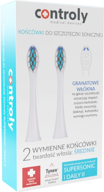 Controly Końcówki do szczoteczki Supersonic i Daily II średnie, białe, 2 sztuki