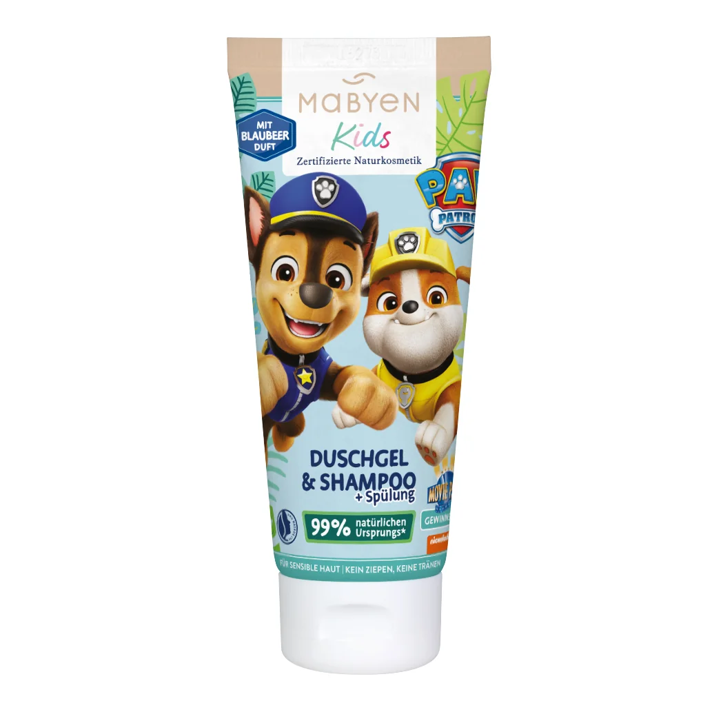 MABYEN Psi Patrol 3w1 żel pod prysznic, szampon i odżywka dla dzieci, jagoda, 180 ml