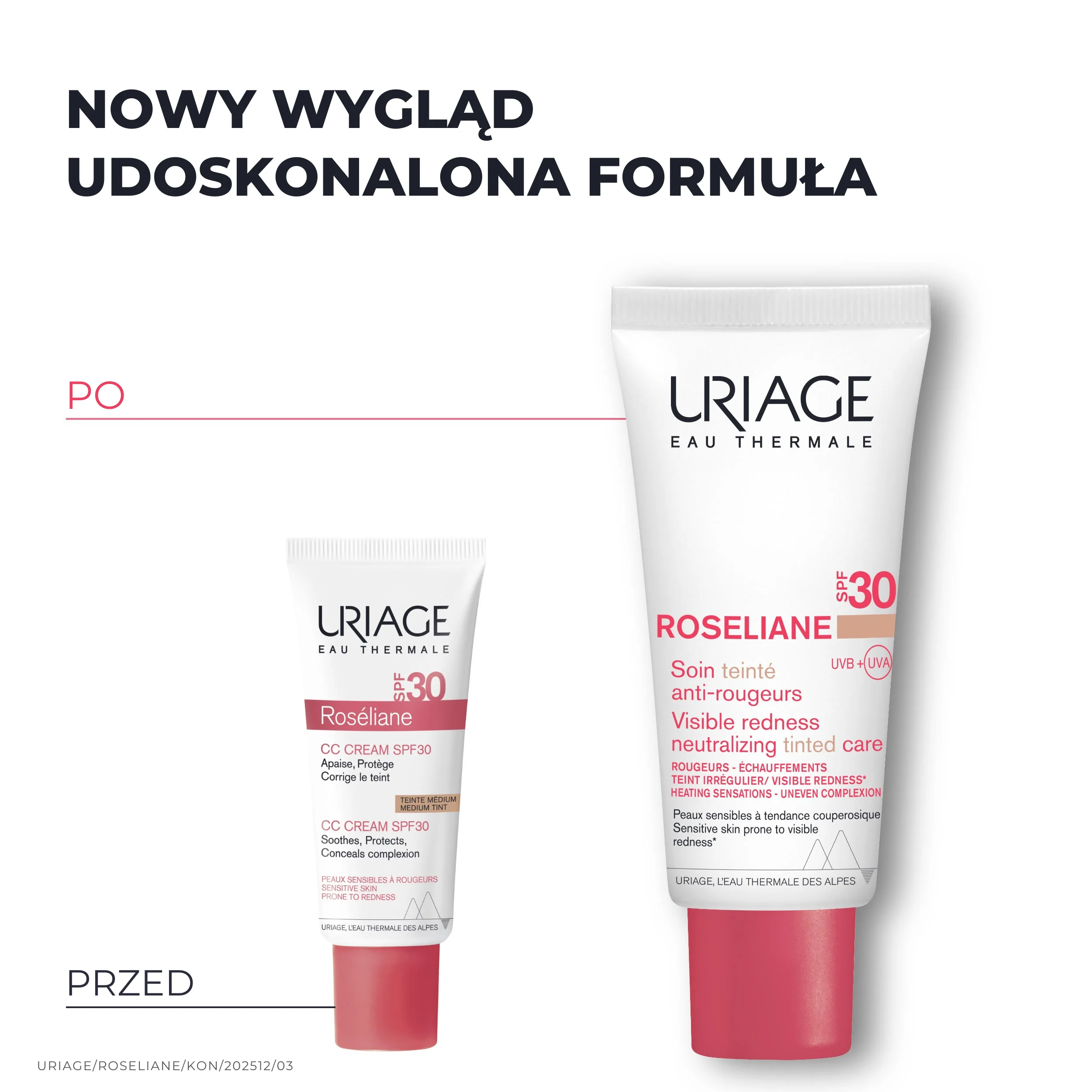 Uriage Roseliane krem CC z SPF 30 neutralizujące zaczerwienienia, 40 ml
